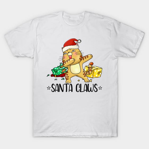 Santa Claws, Cute Cat, Kitty, Xmas, Funny Christmas Cat T-Shirt by PorcupineTees